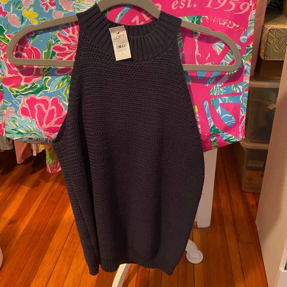 NWT LOFT Sleeveless Navy Sweater